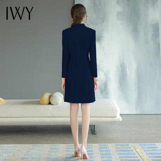 IWY/新款高端工作服职业气质女藏青色主持人上镜连衣裙美容院工作服Q768 商品图4