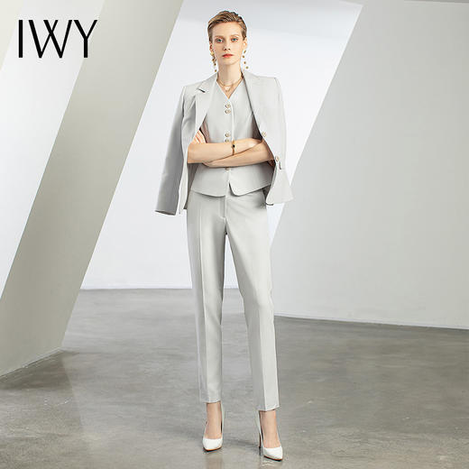 IWY/秋冬新款灰色西装马甲三件套女职业装韩版修身白领工作服正装CPM1587 商品图1