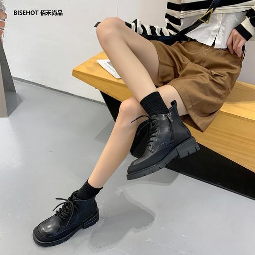 新品冬季加绒牛皮系带马丁靴846B25509 商品图2