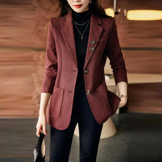 名媛气质，千鸟格小西装外套新款复古西服上衣TYL9654 商品图2