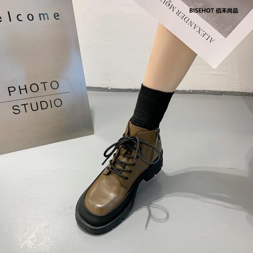 新品冬季加绒牛皮系带马丁靴846B25509 商品图7