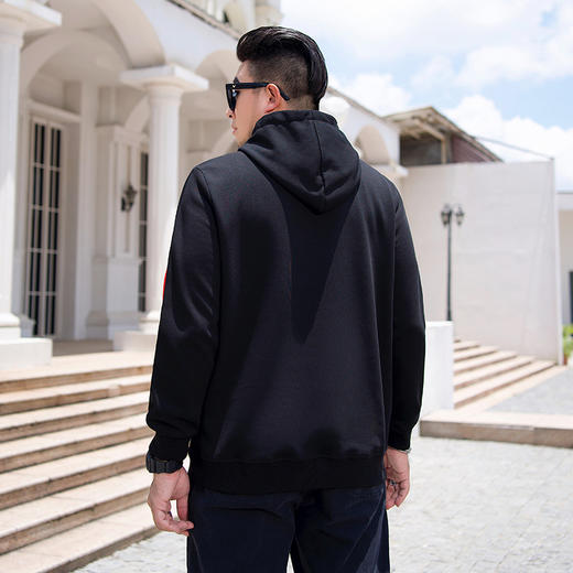 【新款DMH】潮牌大码男装胖子新款忍者刺绣撞色连帽卫衣帽衫男长袖 商品图3