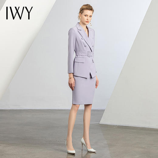 IWY/秋冬新款紫色西装西服套裙女医美工作服主持人套装白领通勤正装olC12105+S12105 商品图2