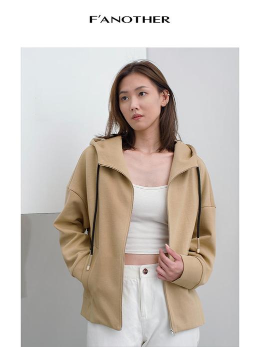 2楼名邦全棉卡其色连帽卫衣开衫 商品图5