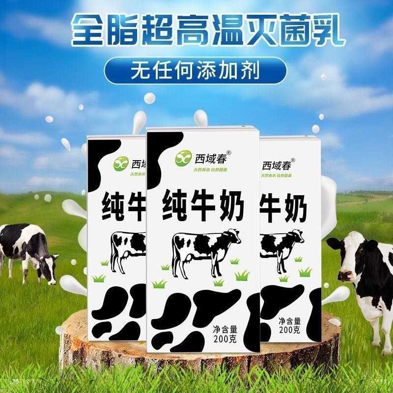 新疆特产西域春纯牛奶200g*20盒成人儿童早餐全脂全牛乳