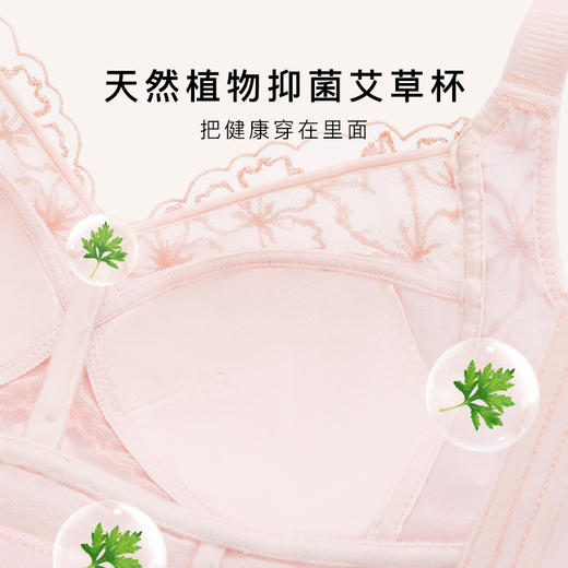 梦芭蒂大码内衣女艾草抑菌文胸大胸显小防下垂收副乳胸罩蝶恋天使 商品图2