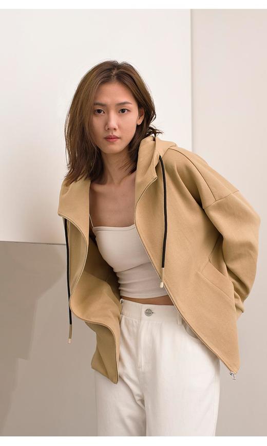 2楼名邦全棉卡其色连帽卫衣开衫 商品图1