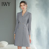 IWY/新款正式场合气质连衣裙秋装灰色职业装双排扣干练工作Q768 商品缩略图2