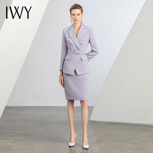 IWY/秋冬新款紫色西装西服套裙女医美工作服主持人套装白领通勤正装olC12105+S12105 商品图0