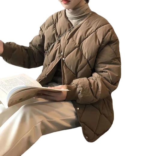 菱格棉服女冬季2023年新款面包服羽绒棉无领棉袄短款棉衣外套 商品图4