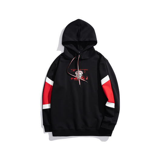 【新款DMH】潮牌大码男装胖子新款忍者刺绣撞色连帽卫衣帽衫男长袖 商品图4