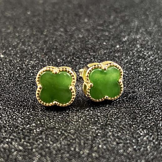 碧玉耳钉-四叶草-8#金色 商品图0