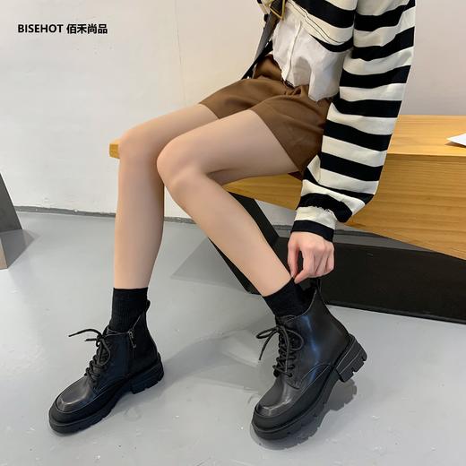 新品冬季加绒牛皮系带马丁靴846B25509 商品图6