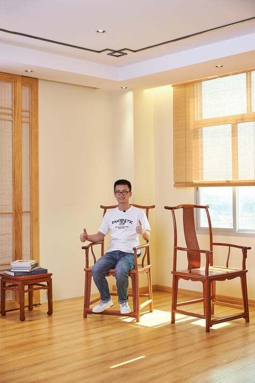 红桥红  家具严选  缅甸花梨(大果紫檀）  【素面高靠背四出头官帽椅】 商品图1