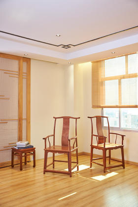 红桥红  家具严选  缅甸花梨(大果紫檀）  【素面高靠背四出头官帽椅】