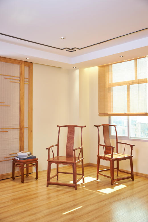 红桥红  家具严选  缅甸花梨(大果紫檀）  【素面高靠背四出头官帽椅】 商品图0