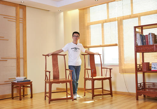 红桥红  家具严选  缅甸花梨(大果紫檀）  【素面高靠背四出头官帽椅】 商品图4