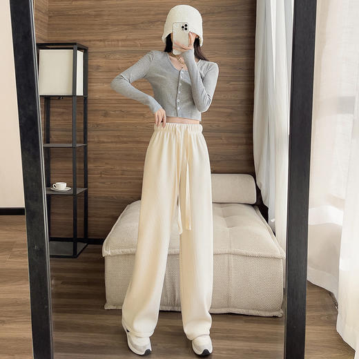 春秋季新款 女裤宽松直筒复合奶油长裤 商品图2