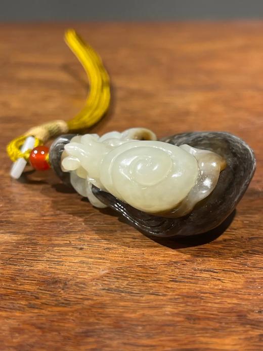 黑沁籽料白玉巧色蝸牛型吊坠，顺丰包邮 商品图5