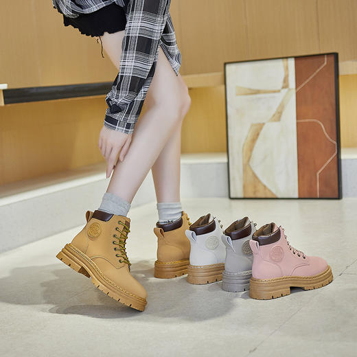 【爆款炸街】情侣同款厚底英伦马丁靴 大黄靴 英伦风短靴 网红机车单靴 商品图3
