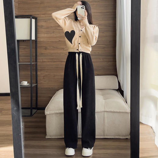 春秋季新款 女裤宽松直筒复合奶油长裤 商品图1