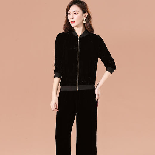 金丝绒女人味真丝绒通勤小洋装两件套装KQ-85808 商品图3