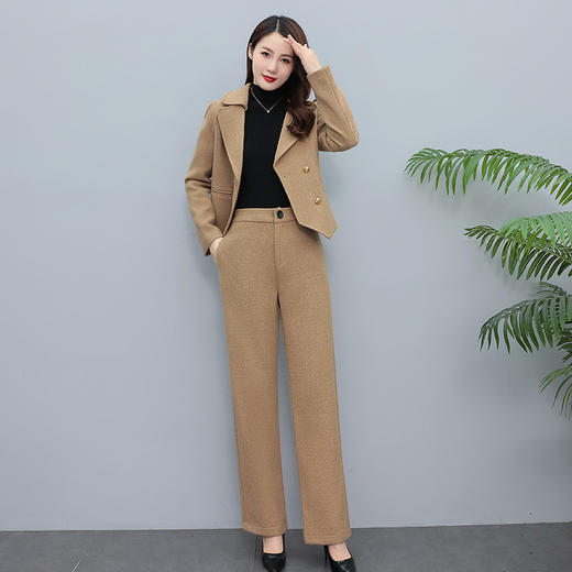 减龄港味洋气休闲阔腿毛呢套装HR-WN9399 商品图1