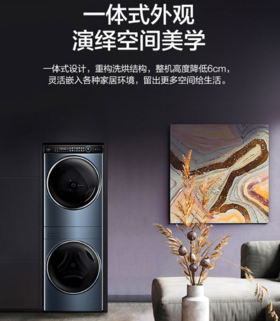 海尔(Haier)洗烘套装10公斤直驱变频滚筒+10公斤双擎热泵烘干机 全自动即干即停 叠黛和美