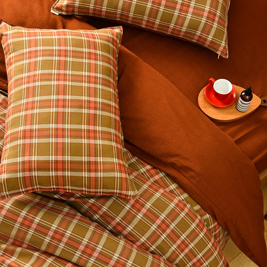 复古格纹四件套全棉秋冬床品 商品图2