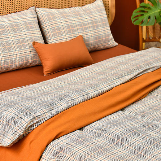 英伦格纹床上四件套纯棉秋冬床品 商品图1