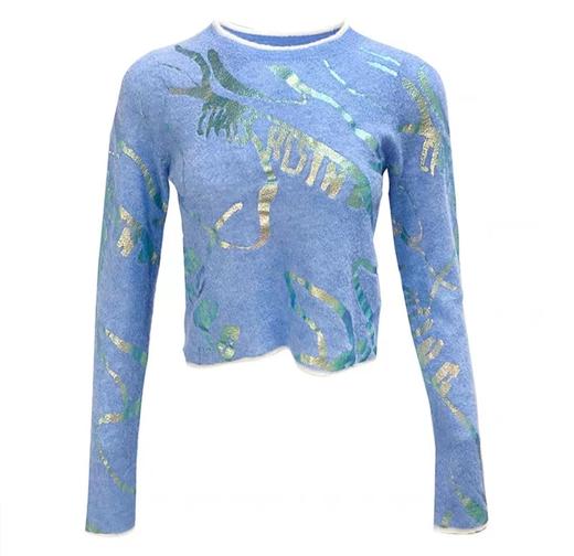 烫银圆领羊绒女衫 商品图0