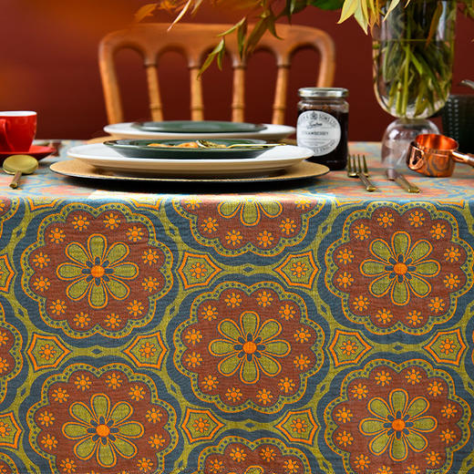 波斯圆环系列桌布轻奢高级感碎花桌布 商品图2