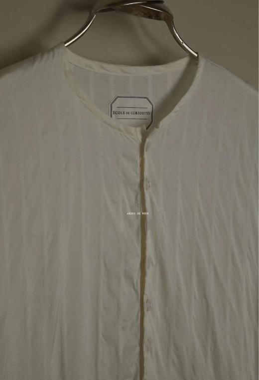 ECOLE DE CURIOSITES 条纹电力纺真丝圆领衬衫(Made in France) 商品图1