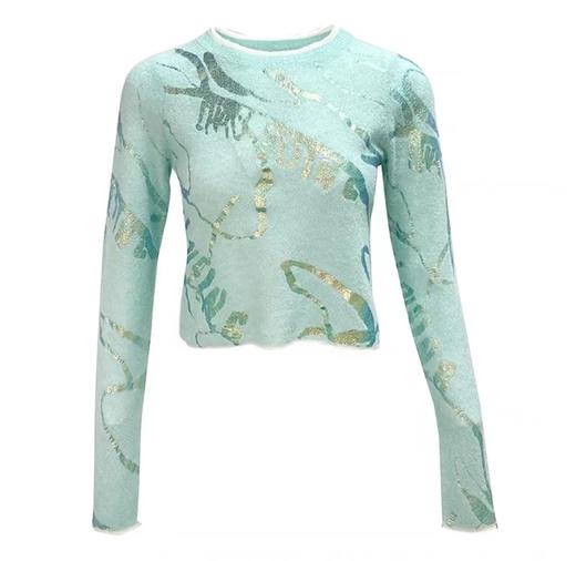 烫银圆领羊绒女衫 商品图2