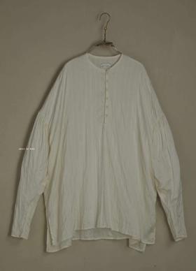 ECOLE DE CURIOSITES 条纹电力纺真丝圆领衬衫(Made in France)