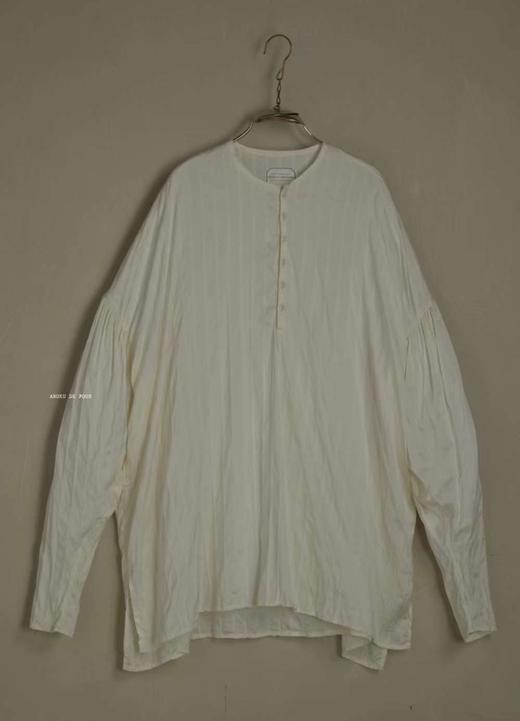 ECOLE DE CURIOSITES 条纹电力纺真丝圆领衬衫(Made in France) 商品图0