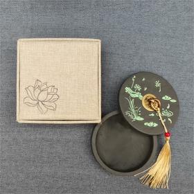 天然原始歙砚 带盖小砚台