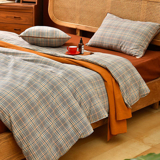 英伦格纹床上四件套纯棉秋冬床品 商品图2
