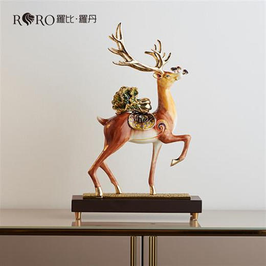 罗比罗丹一路发财摆件创意客厅鹿摆件珐琅彩工艺软装饰品 商品图9