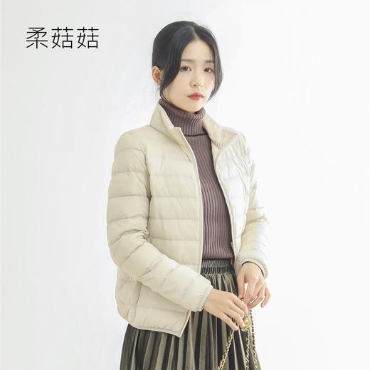 「12款配色！2022秋冬新款」柔菇菇轻薄羽绒服女 立领短款90白鸭绒外套上衣 商品图0