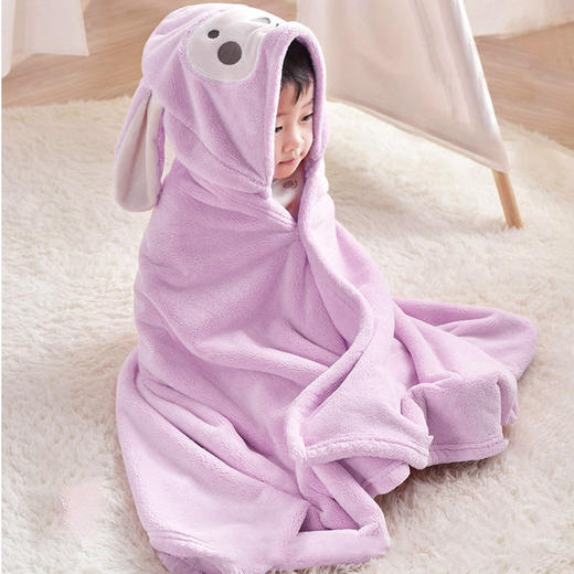 宝宝浴巾儿童斗篷珊瑚绒浴袍带帽柔软吸水婴儿洗澡毛巾四季可穿式 商品图4