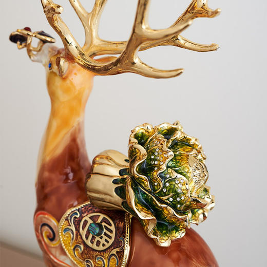 罗比罗丹一路发财摆件创意客厅鹿摆件珐琅彩工艺软装饰品 商品图7