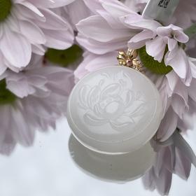 18k和田玉吊坠-白玉荷花圆牌25#