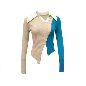拼接百搭羊绒女衫