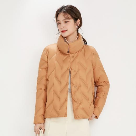 「5款配色！2022秋冬新款」柔菇菇羽绒服 韩版立领短款90白鸭绒压胶外套上衣 商品图1