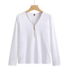 时尚百搭，V领可调节拉链棉质长袖女装T恤舒适洋气打底衫ZS-7310-1 商品缩略图6