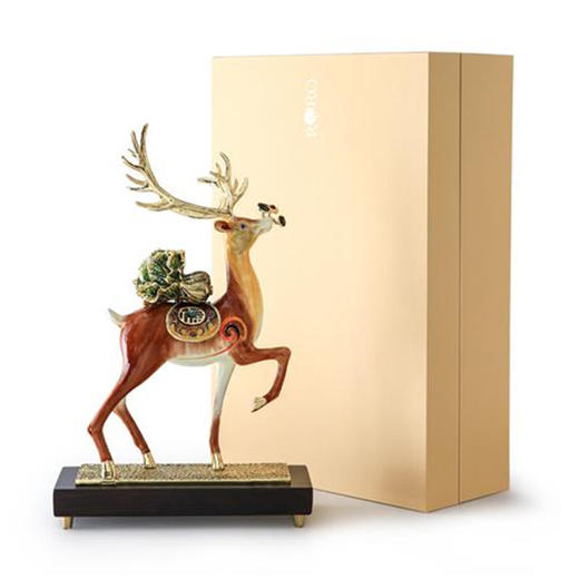 罗比罗丹一路发财摆件创意客厅鹿摆件珐琅彩工艺软装饰品 商品图6