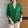 V领麻花毛衣开衫针织外搭二八月外套CC-Q8025 商品缩略图2