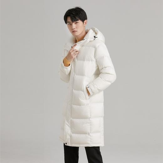 「4款配色！2022秋冬新款」柔菇菇羽绒服男 连帽中长款90绒白鹅绒加厚外套上衣 商品图2