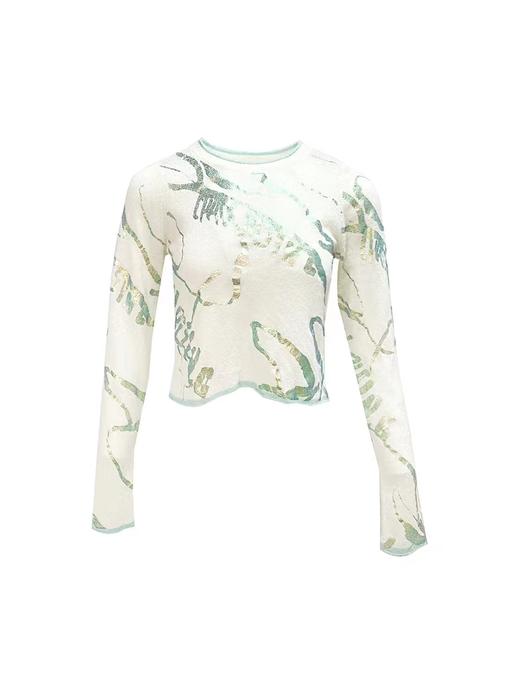 烫银圆领羊绒女衫 商品图1